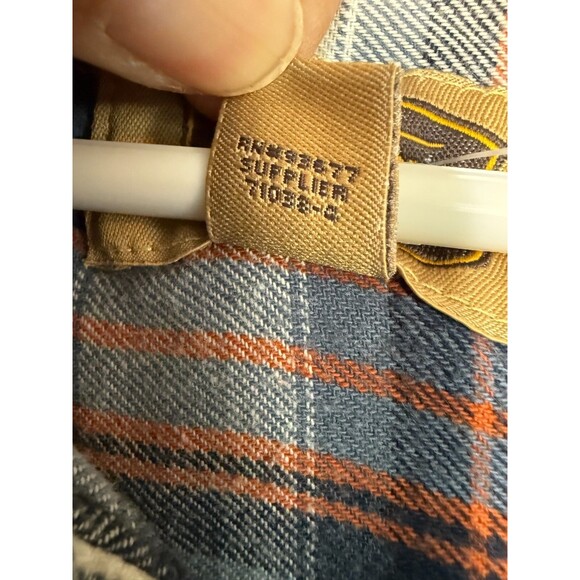 ? Vtg The Foundry Supply Co 4XL Plaid Flannel Shirt Blue Orange Grey - Picture 3 of 6